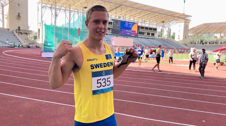 Jesper Ahlin stötte näst längst i kulkvalet med årsbästat 18,54. Foto: SOK.