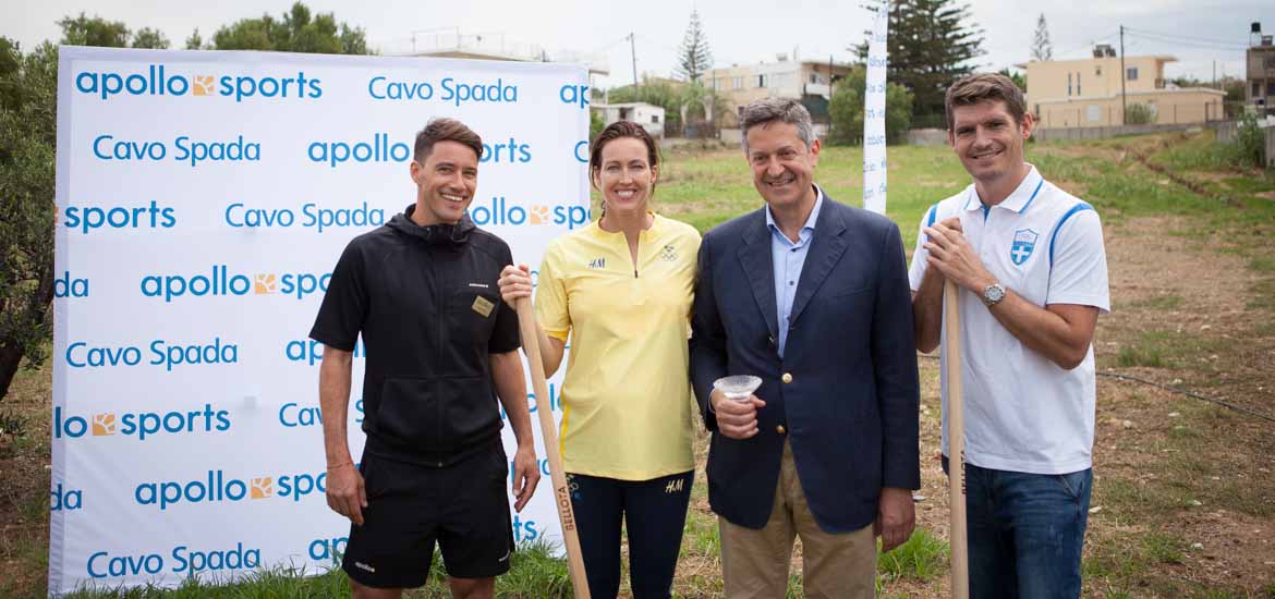 Daniel Giray, Apollo, Therese Alshammar 6-faldig olympier, Manolis Giannoulis, Giannoulis Hotels, Spyridon Gianniotis, 5-faldig grekisk olympier efter det första spadtaget. Foto: SOK