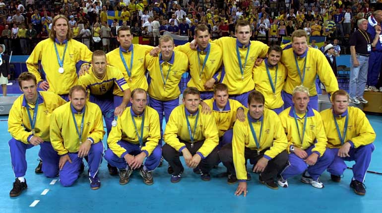 De svenska silvermedaljörerna i Sydney 2000. Foto: TT